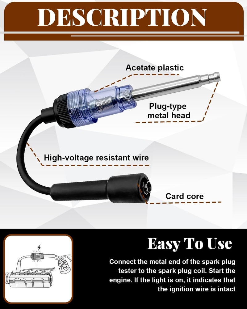 LTDCVTR Inline Spark Plug Tester, Plug-in Engine Ignition Tester Armature Diagnostic Tool, Small & Big Internal/External Engines Accessories for Automotive, Car, Lawn Mower, Motorcycle - Image 2